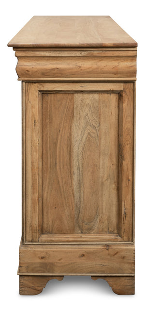 Sarreid Cafe Au Lait Buffet - Elegant Driftwood Finish With Faux Keyhole Escutcheon, Solid Walnut Charm Beige  27857