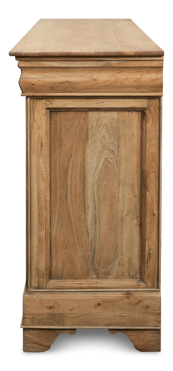 Sarreid Cafe Au Lait Buffet - Elegant Driftwood Finish With Faux Keyhole Escutcheon, Solid Walnut Charm Beige  27857