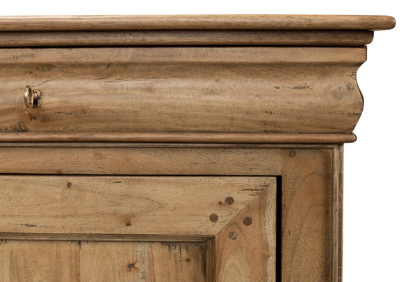 Sarreid Cafe Au Lait Buffet - Elegant Driftwood Finish With Faux Keyhole Escutcheon, Solid Walnut Charm Beige  27857