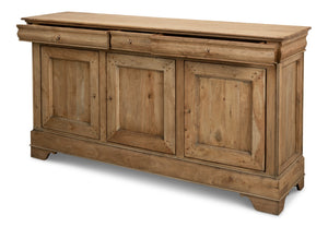 Sarreid Cafe Au Lait Buffet - Elegant Driftwood Finish With Faux Keyhole Escutcheon, Solid Walnut Charm Beige  27857