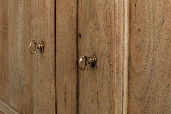 Sarreid Cafe Au Lait Buffet - Elegant Driftwood Finish With Faux Keyhole Escutcheon, Solid Walnut Charm Beige  27857