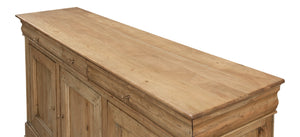 Sarreid Cafe Au Lait Buffet - Elegant Driftwood Finish With Faux Keyhole Escutcheon, Solid Walnut Charm Beige  27857