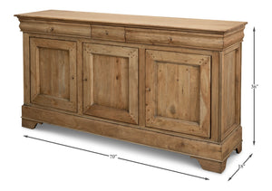 Sarreid Cafe Au Lait Buffet - Elegant Driftwood Finish With Faux Keyhole Escutcheon, Solid Walnut Charm Beige  27857
