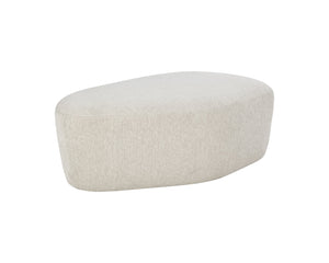 Sunpan Soraya Ottoman - Stylish Curved Design for Any Space, Elegant Upholstered Shape with Wooden Base Dove Cream