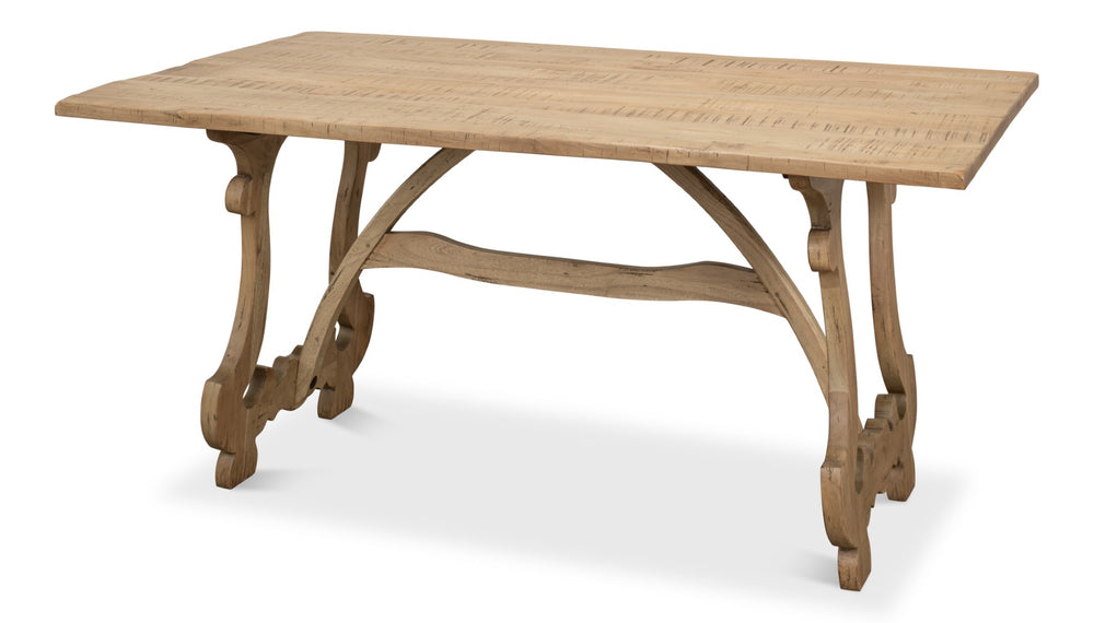 Sarreid Calambac Dining Table In Driftwood Finish - Rustic Charm With Old Wood & Walnut Hardware Accents Brown  27862
