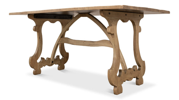 Sarreid Calambac Dining Table In Driftwood Finish - Rustic Charm With Old Wood & Walnut Hardware Accents Brown  27862
