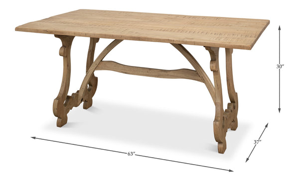 Sarreid Calambac Dining Table In Driftwood Finish - Rustic Charm With Old Wood & Walnut Hardware Accents Brown  27862