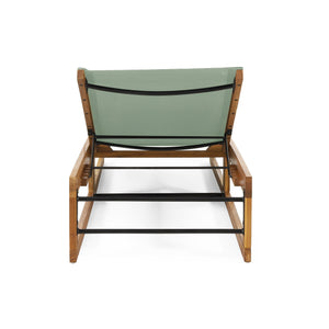 English Elm Christopher Knight Home® - MIA Acacia Wood Chaise Lounge with Breathable Textilene Mesh Seating for Cool, Durable Outdoor Relaxing Mint Green,Teak 50.5 L x 27.5 W x 17.25 H N776P301495M