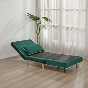 English Elm CANON Velvet Sleeper Chair with 3-Position Backrest, Converts to Bed in 10s, Quiet Hinges, Green W3391P324989