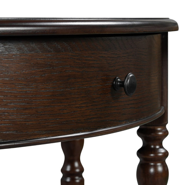 English Elm Trexm Farmhouse Half Moon Entryway Console with Drawer Open Shelf Pine Legs Espresso N715P383795P
