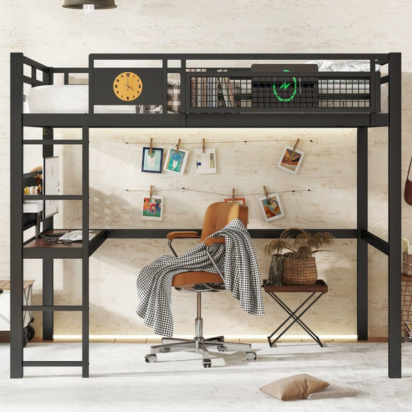 English Elm Full Bunk Bed with Trundle Bookshelf Storage Pine Frame Car Design for Kids W1580S00375