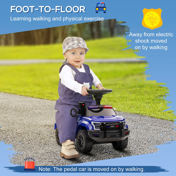 English Elm Aosom Kids Police Truck Ride on with Pa Speaker Under Seat Storage Toddler Toy W2225P200719