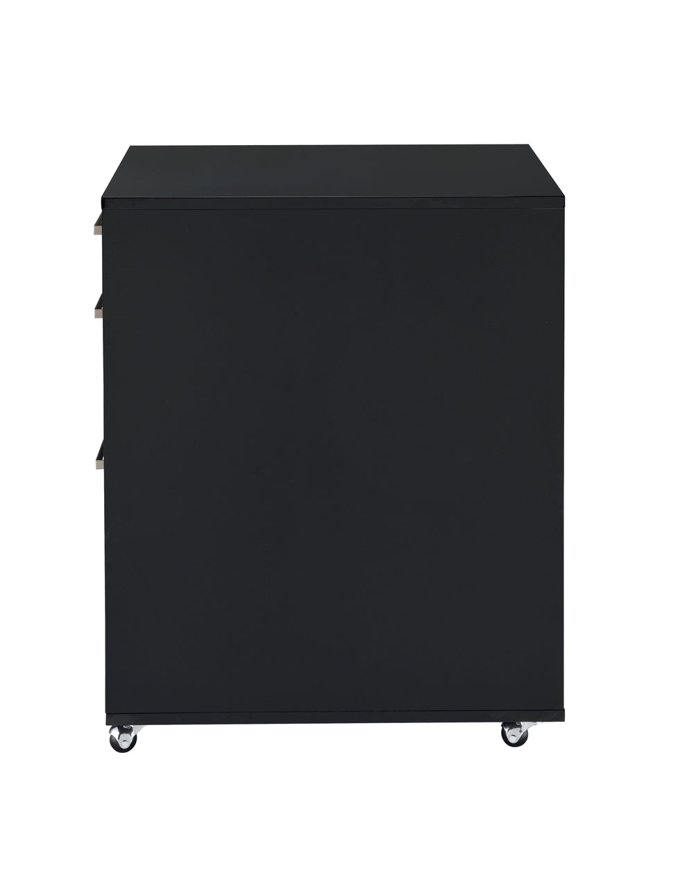 English Elm Coleen Black Gloss & Chrome 3-Drawer File Cabinet with Casters, MDF Veneer, 18"x22"x28"H Storage B2726P277141
