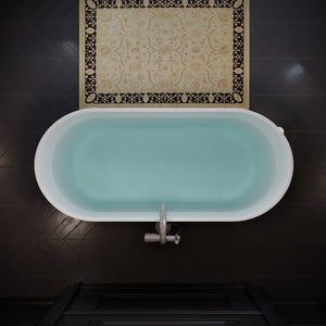 English Elm 60'' Oval Acrylic Soaking Tub Glossy White Freestanding Spa Bath with Chrome Drain W1920P351689