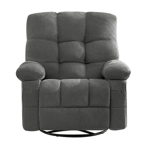 English Elm Massage Swivel Recliner Oversized Chair with Heating Nodes and Usb Port for Living Room Gray W1521P352671