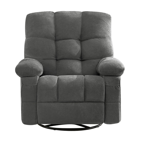 English Elm Massage Swivel Recliner Oversized Chair with Heating Nodes and Usb Port for Living Room Gray W1521P352671