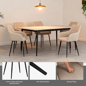 English Elm Beige Upholstered Dining Chairs 2-Pack — Wide Seat, Ergonomic Backrest, Metal Frame, 300lb Capacity W3851P369036