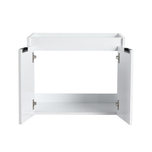 English Elm 24" Wall-Mounted Bathroom Vanity with Resin Sink, 2 Soft-Close Doors, Glossy White, Space-Saving Design W999P312081
