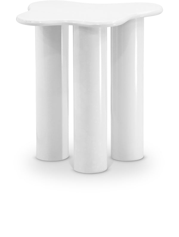 Romaine White End Table 278White-ET Meridian Furniture