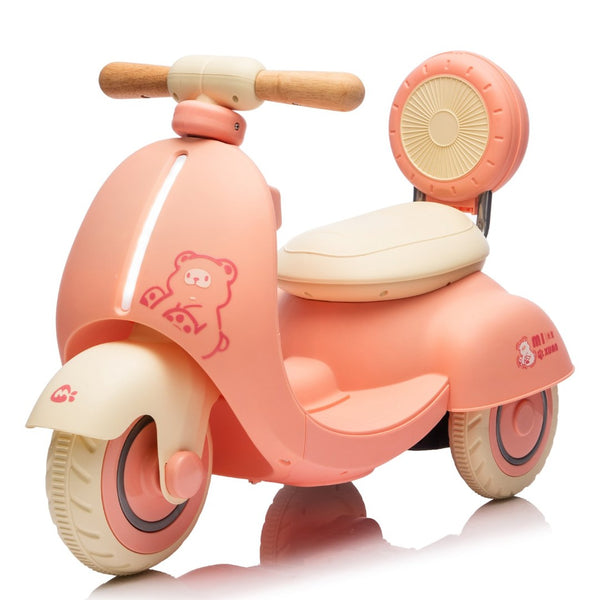 English Elm 12v Kids Electric Tricycle Toddler Ride on Scooter Wooden Handle Parental Remote Control Pink W1578P381428