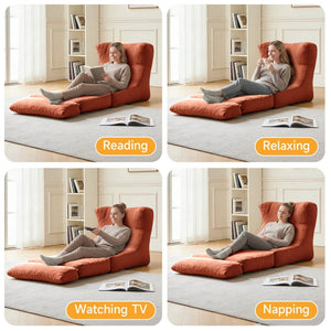 English Elm Cloud Corduroy Sleeper Chair Foldable High Density Foam Seat for Small Space Living Orange W1765P448612