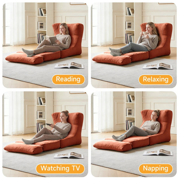 English Elm Cloud Corduroy Sleeper Chair Foldable High Density Foam Seat for Small Space Living Orange W1765P448612