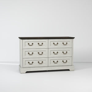 English Elm Farmhouse Six Drawer Dresser Rustic Grey Engineered Wood Chest for Bedroom or Living Room B2770P494657