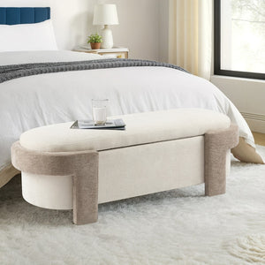 Christopher Knight Home® - Noble House - Large Versatile Storage Ottoman Bench: Spacious, Durable, And Stylish For Any Room, Off-White With Light Camel(51"*20"*17")