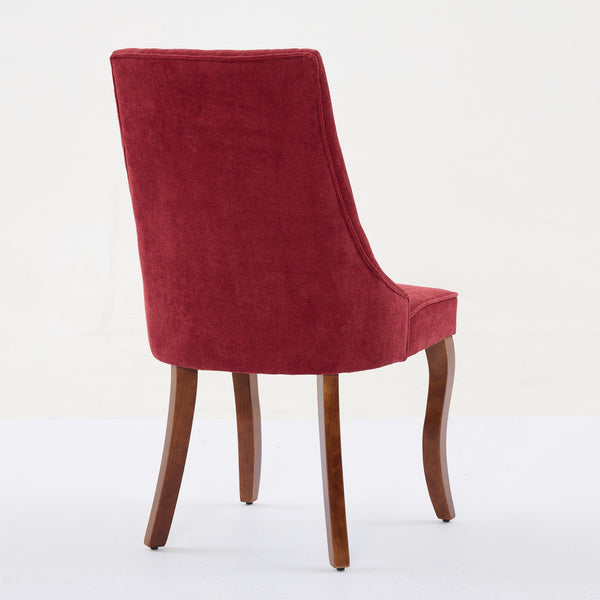 English Elm Rayon High-Back Dining Chair Set with Plush Flocking Upholstery, Rebound Sponge Comfort, Solid Wood Legs WINE RED W1143P233647