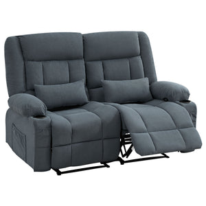 English Elm Recliner Oversized Manual Loveseat with Cup Holders and Side Pocket, Ergonomic 150° Recline, 600lb Capacity Blue W1521S00075