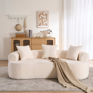English Elm Crescent-shaped Cloud Sofa Three Seat Low Profile Chenille Living Room Curved Couch White W2012P375723