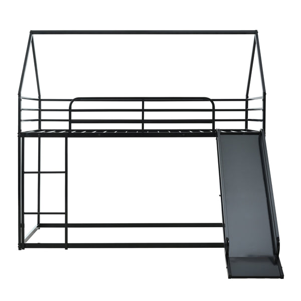 English Elm Twin Metal Tube Bunk Bed Frame for Kids Durable Sturdy Construction Safe Space-Saving Design Black W420P256561