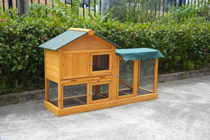 English Elm 45 Inch Solid Wood Outdoor Dog House with Elevated Floor and Waterproof Insulated Roof W1431P388037