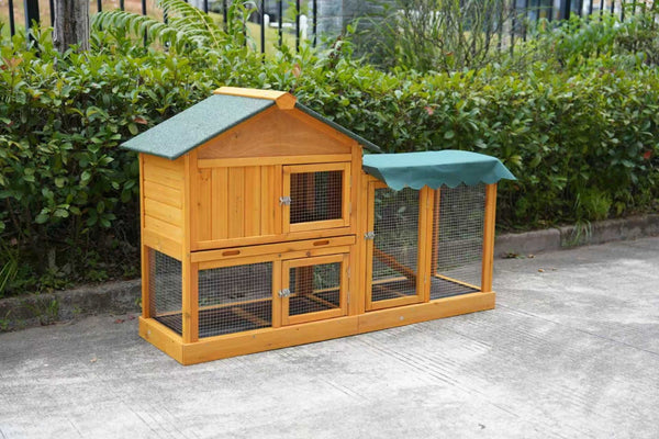 English Elm 45 Inch Solid Wood Outdoor Dog House with Elevated Floor and Waterproof Insulated Roof W1431P388037