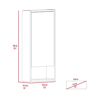 English Elm Medicine Cabinet Matte Black Mirrored Door with Open Shelf for Modern Bathrooms B097133126