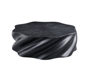 English Elm 35" Sculptural Petal Coffee Table Matte Black Fiberglass Fluted Base Living Room W2664P462014