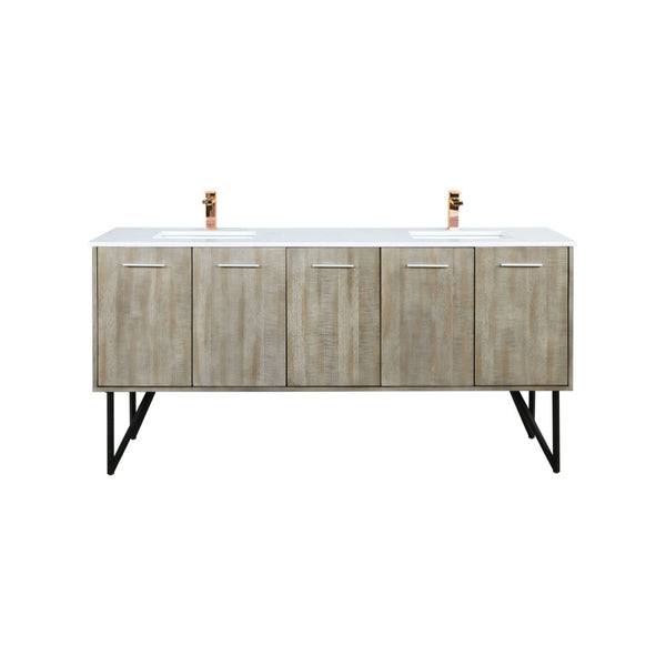 English Elm Rustic Acacia Double Bath Vanity 72" W With Cultured Marble Top & Rose Gold Faucet For Elegant Storage B2731P259712-GIGA