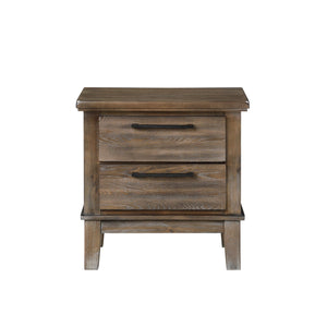 English Elm Hoeya Brown 2-Drawer Nightstand With Tapered Legs