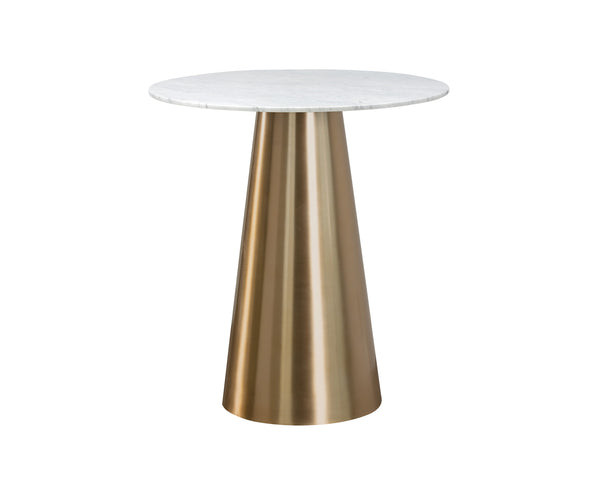 Sunpan Damon Bar Table - Stunning White Marble Top with Elegant Tapered Design for Modern Dining Spaces Gold