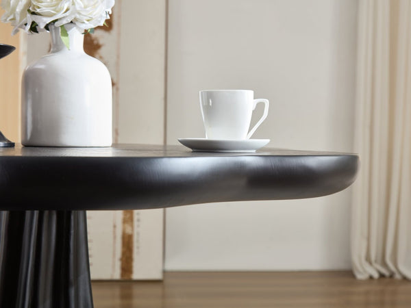 English Elm 37'' Petal Round Fiberglass Pedestal Dining Table Sculptural Organic Base for 2 to 4 W2664S00091