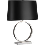 Robert Abbey Logan Table Lamp Polished Nickel Finish Oval Black Painted Opaque Parchment Shade With Matte Silver Lining