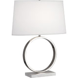 Robert Abbey Logan Table Lamp Polished Nickel Finish Ascot White Fabric Shade