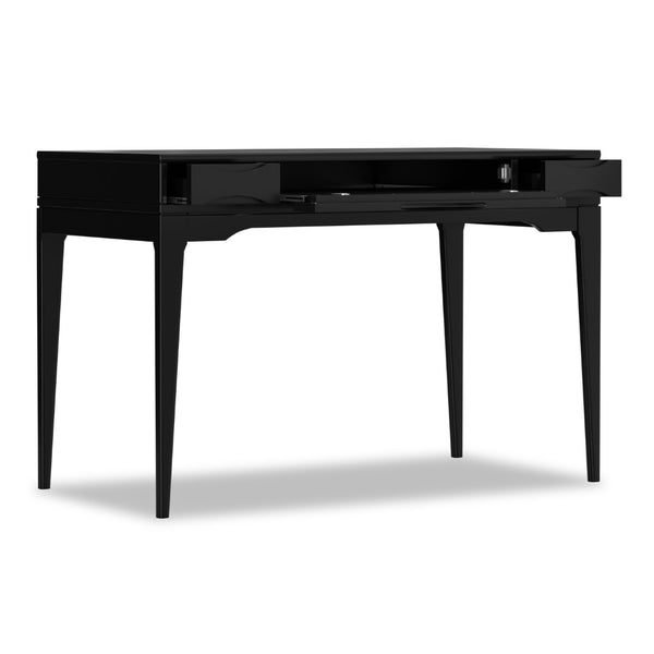 English Elm Harper Rubberwood Writing Desk with Keyboard Tray Mid-century Modern Home Office Storage Black B136P420746