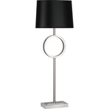 Robert Abbey Logan Table Lamp Polished Nickel Finish Oval Black Painted Opaque Parchment Shade With Matte Silver Lining