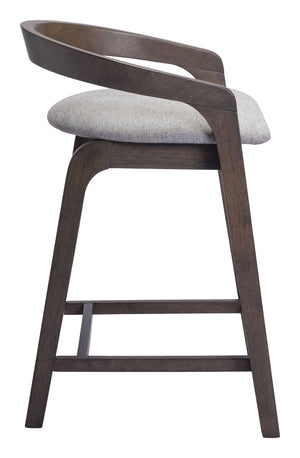 Zuo Modern Troy Counter Stool Set Of 2 - Chic Dove Gray Fabric & Espresso Wood Frame For Modern Spaces Gray 100% Polyester,Rubberwood 110399-zuo-modern