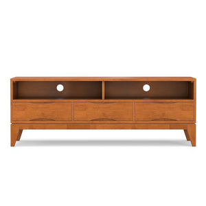 English Elm Harper Mid Century TV Media Stand for 65" TVs, Solid Rubberwood, Notched Drawers & Cord Management Light Brown B136P158724