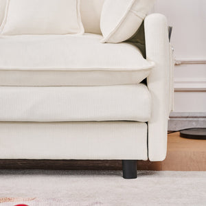 English Elm 101.9-inch Chenille Modular Sofa with Movable Footstool for Living Room Comfort Beige W288S00031