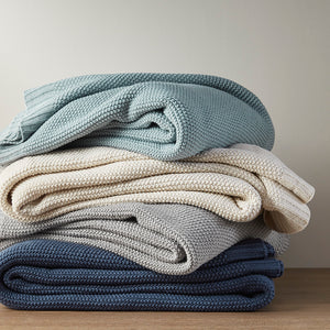 JLA Home INK+IVY - Blanket INK+IVY Bree Knit Ultra-Soft 100% Acrylic Throw — Cozy Cottage Texture, Machine Washable Comfort Ivory II51-726