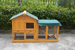 English Elm 45 Inch Solid Wood Outdoor Dog House with Elevated Floor and Waterproof Insulated Roof W1431P388037