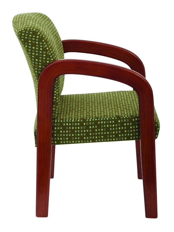 OSP Home Furnishings Medium Oak Visitor Chair with Lumbar Support Padded Seat for Office or Reception Herb WD380-K103
